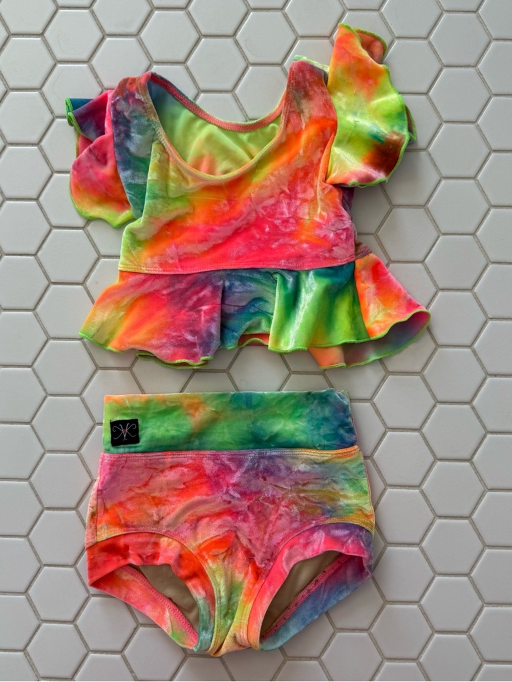 Girls Rainbow Tie-Dye Two-Piece dance Set